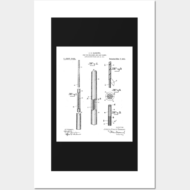 Pool Cue Patent - 9 Ball Art - Black And White Wall Art by patentpress